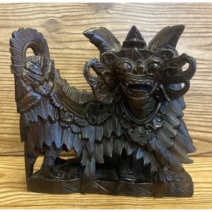 Hand Carved‎ Wood Wooden Balinese Bali Barong Dragon Statue Figure Protection